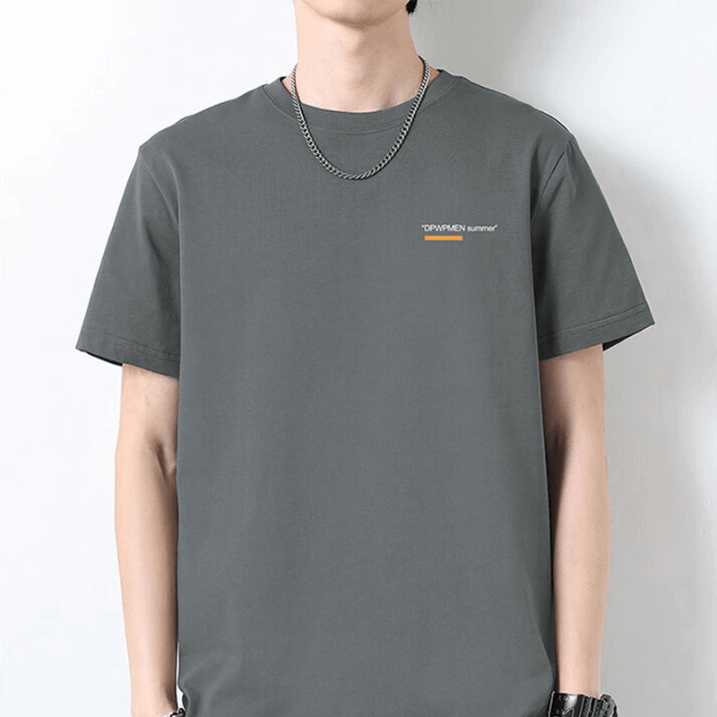 CARTELO（CARTELO）T-shirtTMen's summer solid color short sleeved loose top round neck T-shirt men's clothing dark gray XL